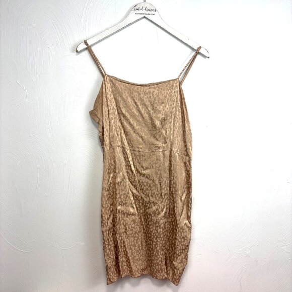 Forever 21 Mini Dress Gold Tone Sleeveless Short Sexy Date Party Womens Slip L - Picture 1 of 6